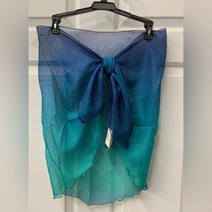 Italian short pareo sarong wrap S160043/113B navy blue green ombre